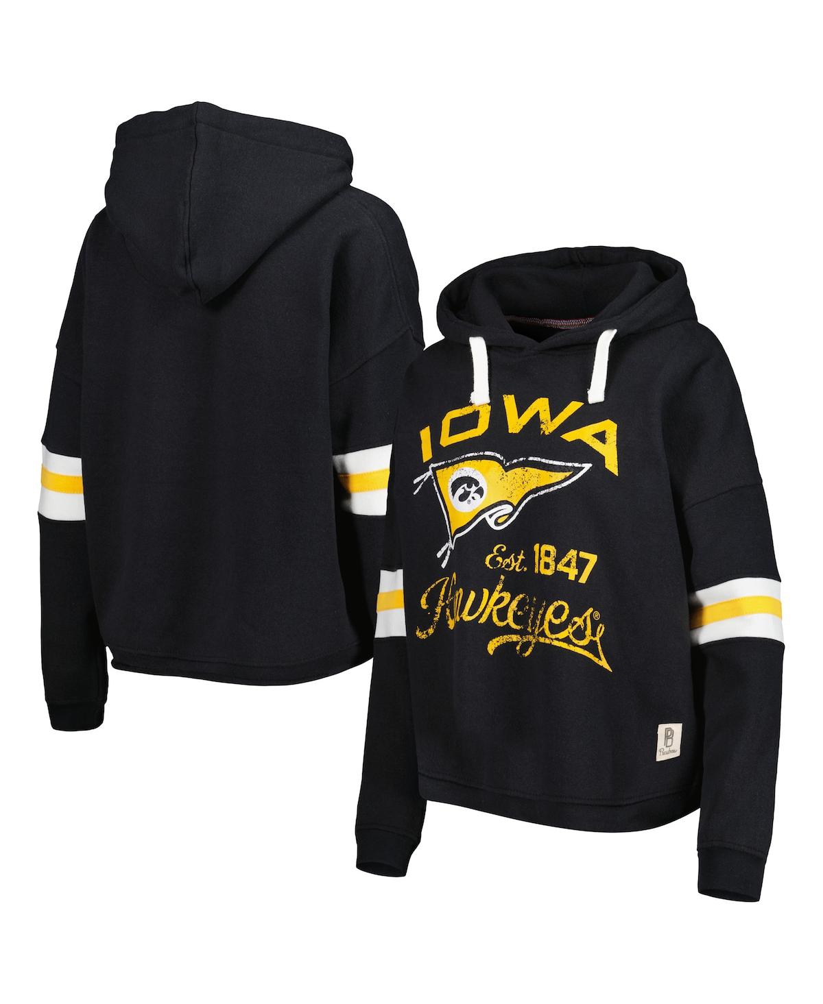 PRESSBOX WOMEN'S PRESSBOX BLACK IOWA HAWKEYES SUPER PENNANT PULLOVER HOODIE