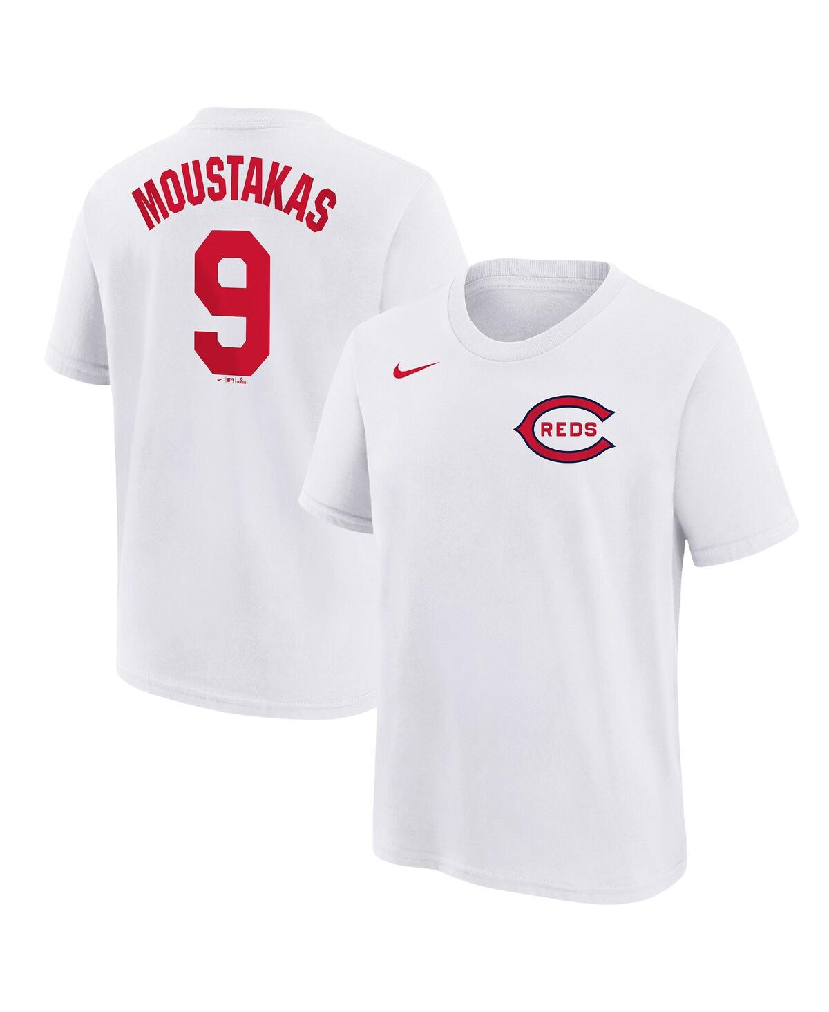 Nike Kids' Big Boys And Girls  Mike Moustakas White Cincinnati Reds 2022 Field Of Dreams Name And Number T-