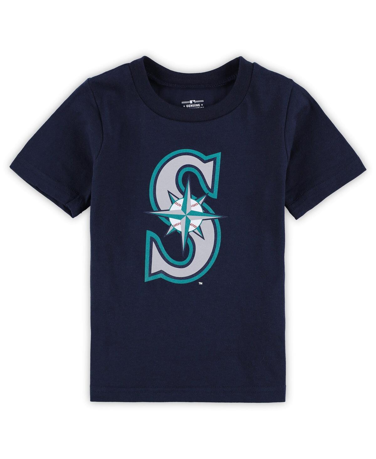 Outerstuff Babies' Infant Boys And Girls Navy Seattle Mariners Team Crew Primary Logo T-shirt