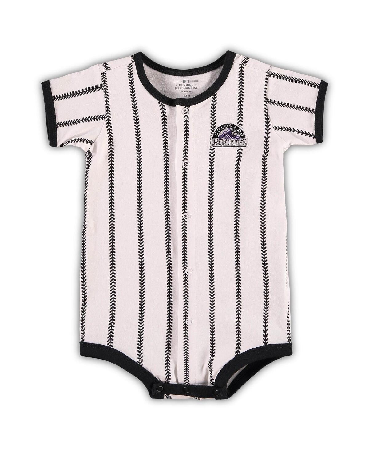 Shop Outerstuff Infant Boys And Girls White Colorado Rockies Pinstripe Power Hitter Coverall