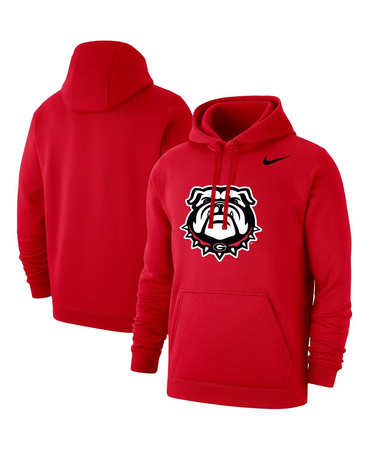 Shop Nike Men's  Red Georgia Bulldogs Logo Club Pullover Hoodie