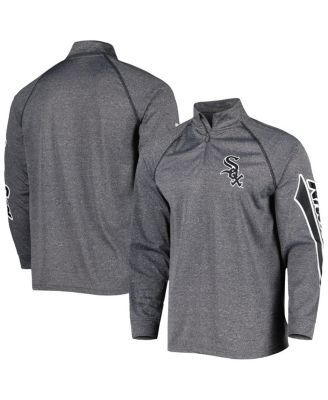Men's Heather Gray Chicago White Sox Wordmark Raglan Quarter-Zip Top