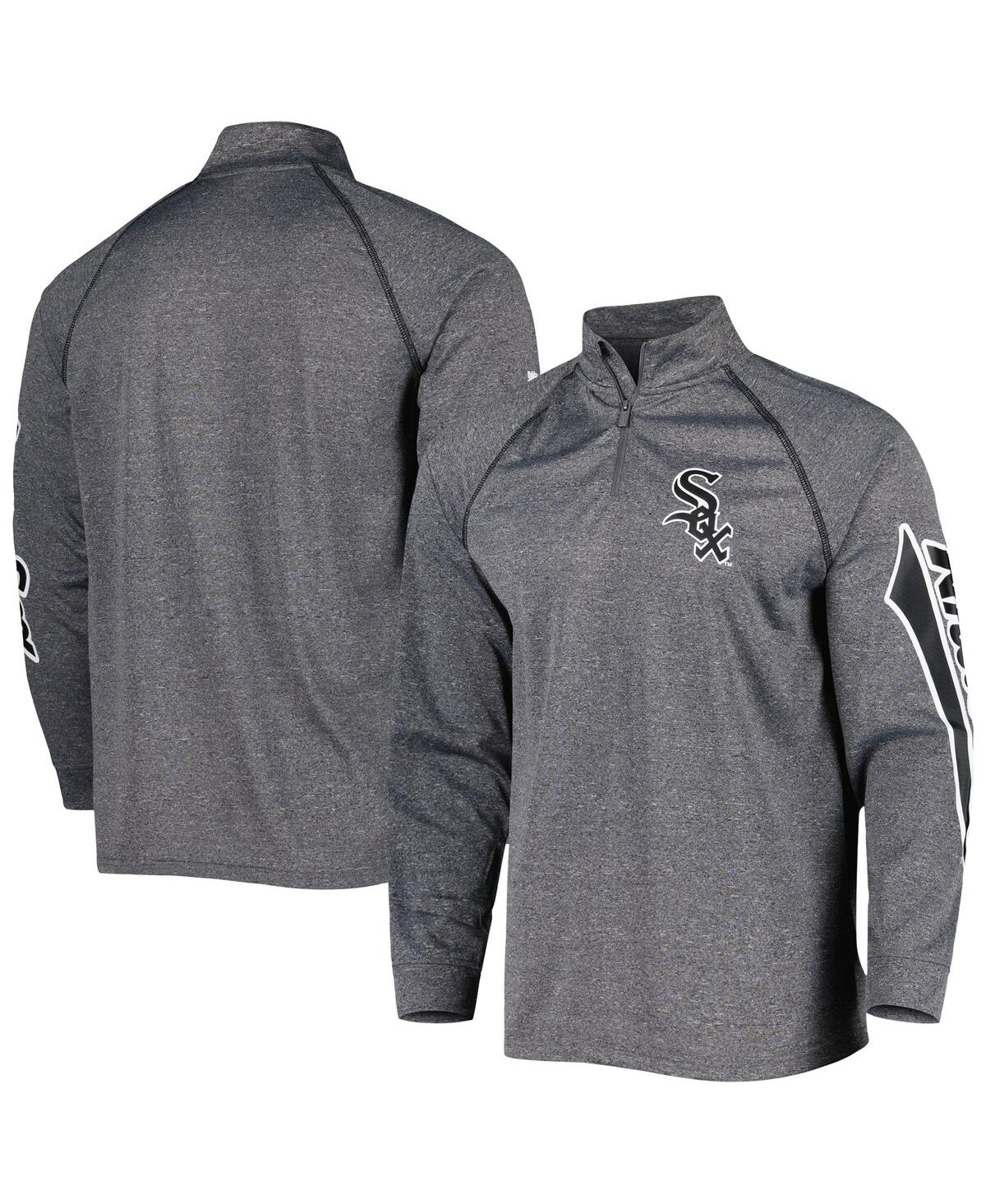 Stitches Men's  Heather Gray Chicago White Sox Wordmark Raglan Quarter-zip Top In Heather Gray