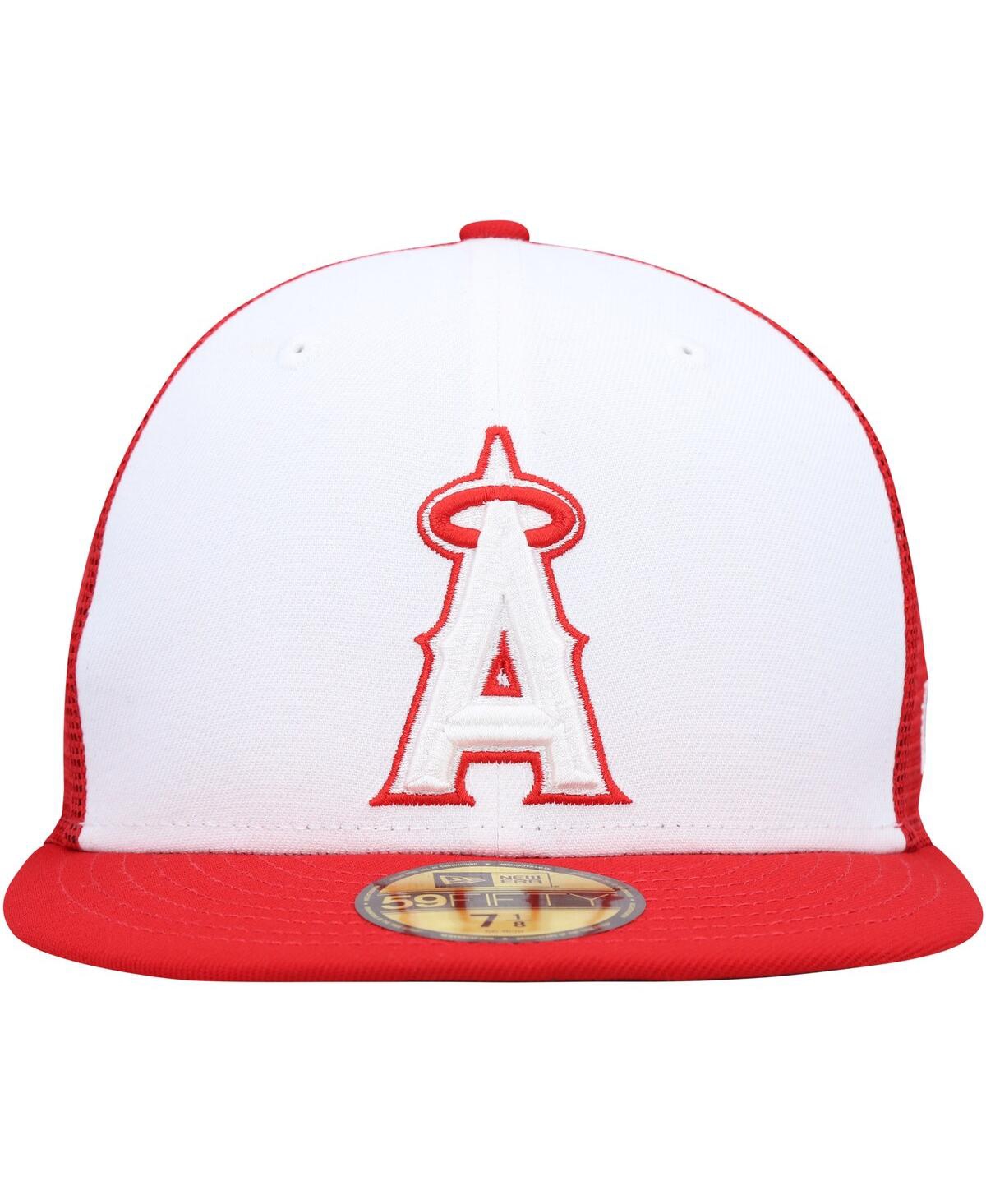 NEW ERA MEN'S NEW ERA WHITE, RED LOS ANGELES ANGELS 2023 ON-FIELD BATTING PRACTICE 59FIFTY FITTED HAT 