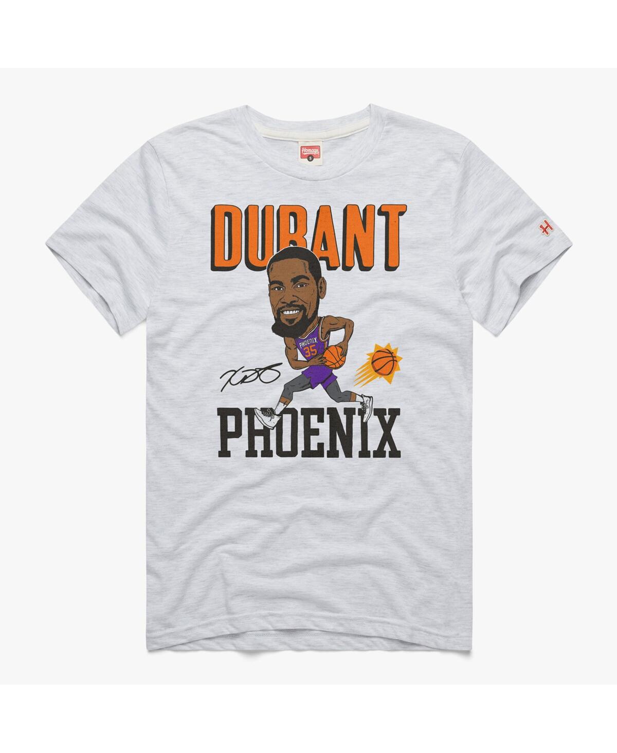 Shop Homage Men's  Kevin Durant Ash Phoenix Suns Caricature Tri-blend T-shirt
