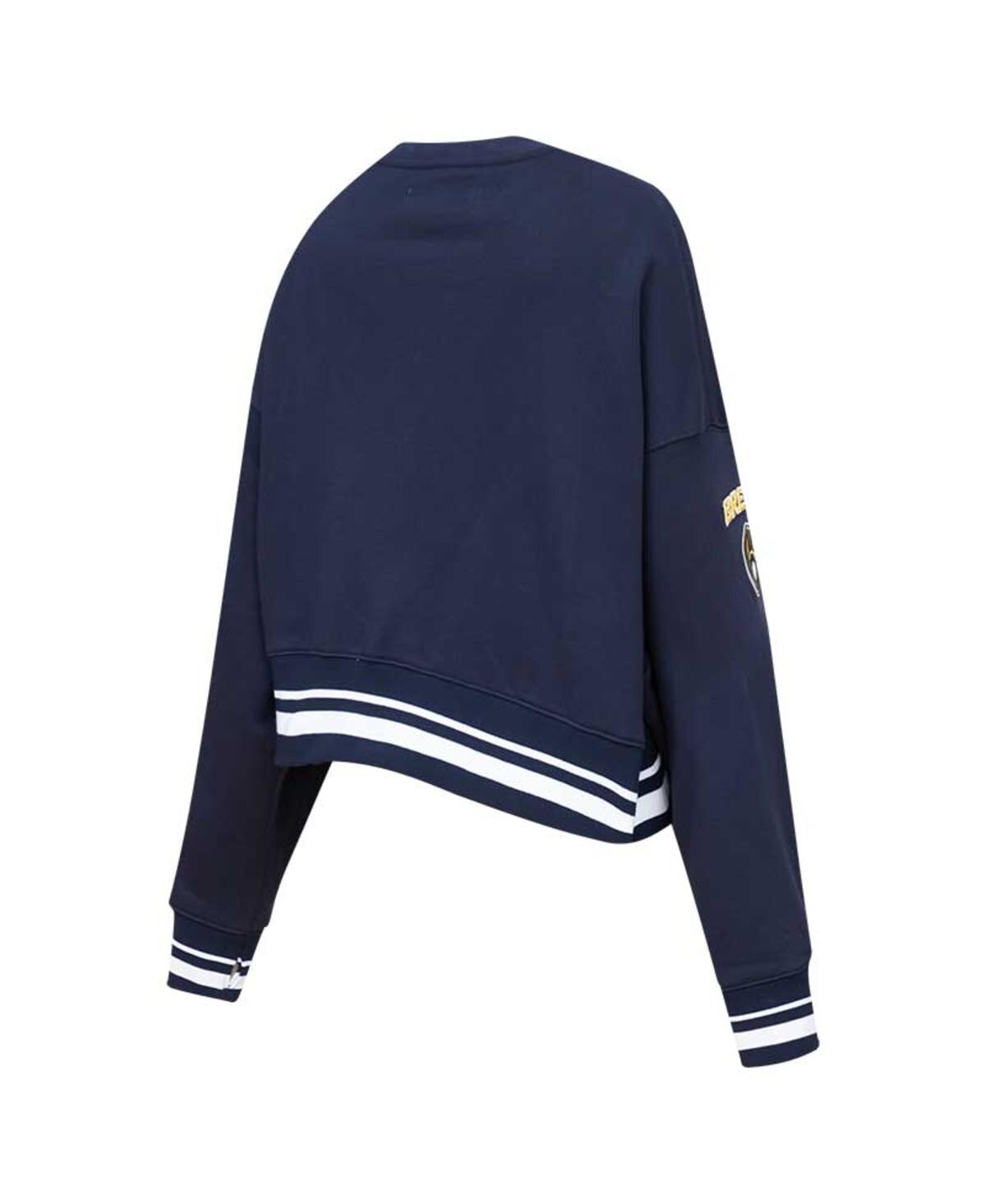 Shop Pro Standard Women's  Navy Milwaukee Brewers Mash Up Pullover Sweatshirt