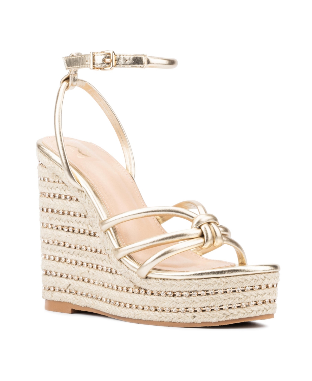 New York & Company Electra Women's Rhinestone Embedded Wedge Sandals