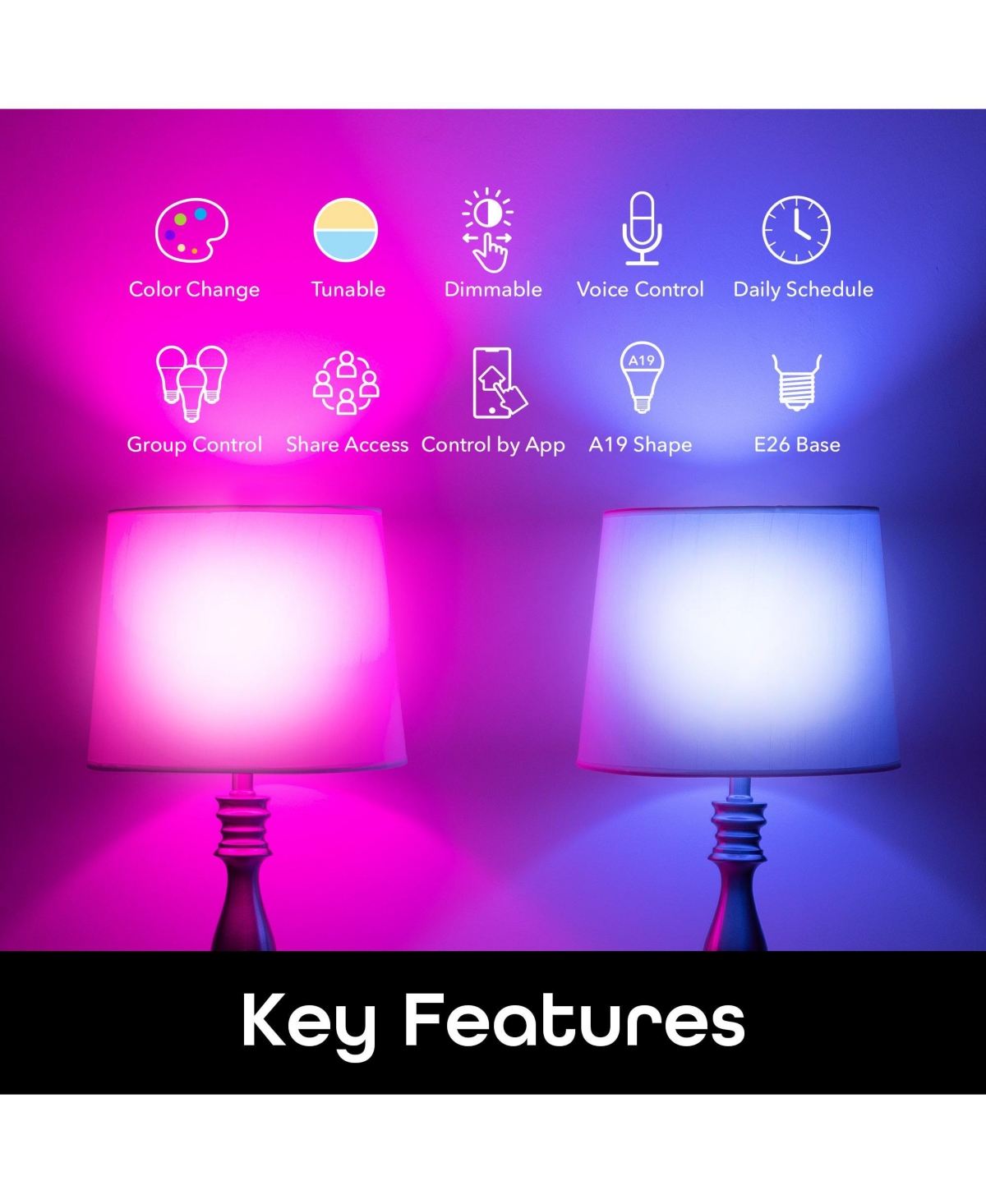 Geeni Prisma 1050 Wi-Fi Led Light Bulb, Multicolor (2700K) – Dimmable Led Bulbs, A21, 75-Watt Equivalent – No Hub Required – Works with Amazon Alexa,