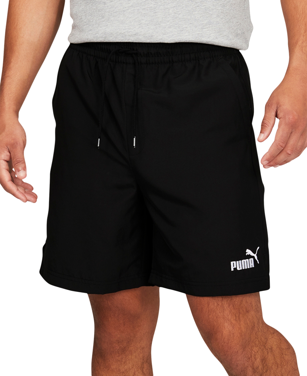 Puma Men's Essentials+ Moisture-wicking Logo Embroidered 7" Drawstring Shorts In Black