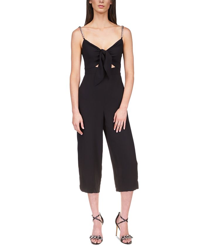 Michael Kors Women s Sleeveless Solid Crepe Self Tie Jumpsuit Macy s