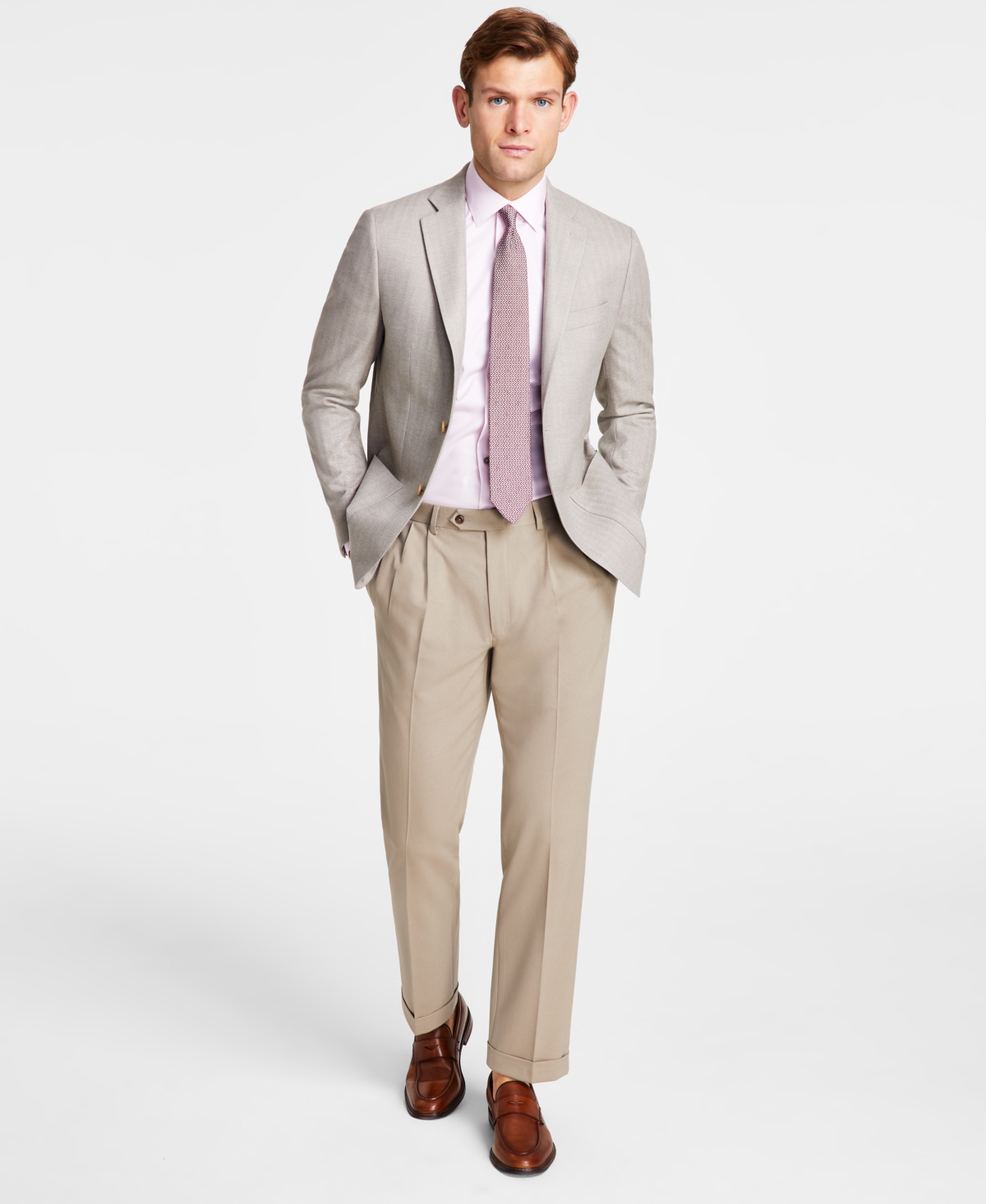 Michael Kors Men's Classic Fit Herringbone Woven Sport Coat - Oatmeal