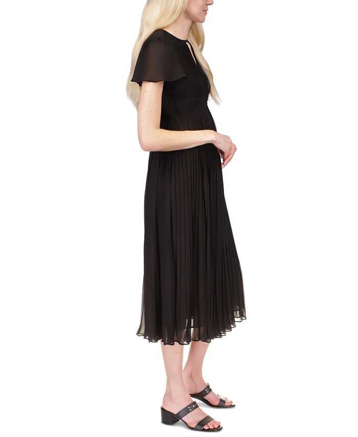 Medallion Short Sleeve Pleated Midi Dress