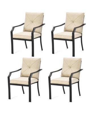 4 PCS Patio Dining Chairs Stackable Removable Cushions Garden Deck