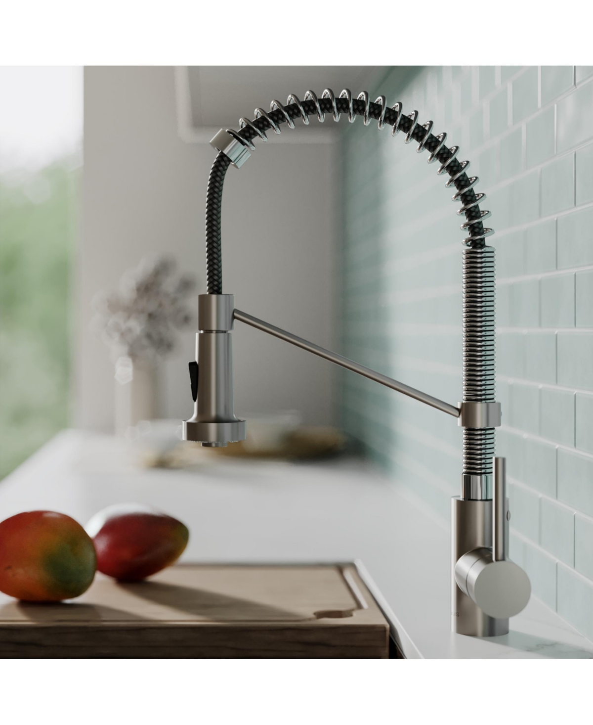 Kraus Bolden Single Handle 18-Inch Commercial Kitchen Faucet with Dual Function Pull-Down Sprayhead -chrome