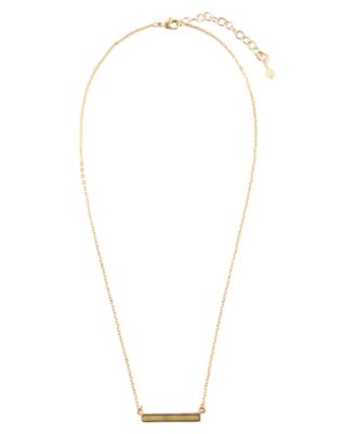 Bar None Genuine Green Jasper, Genuine Botswana Agate or Genuine Mother-of-Pearl Thin Rectangle Pendant Necklace