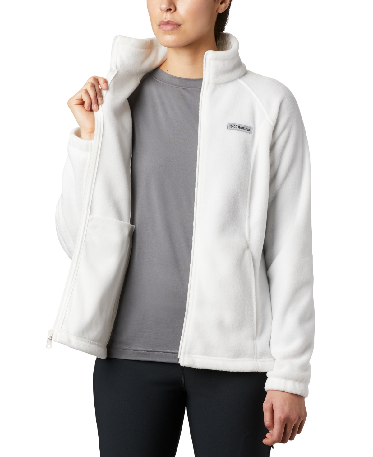 Columbia Benton Zip-up Polar Fleece Jacket In White