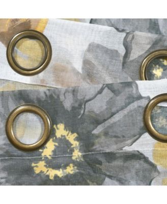 Lush Decor Leah Floral Sheer Window Curtain Panels Pair 52"W x 84"L Red & Orange - Floral Curtains for Bedroom - Sheer Curtains for Living Room