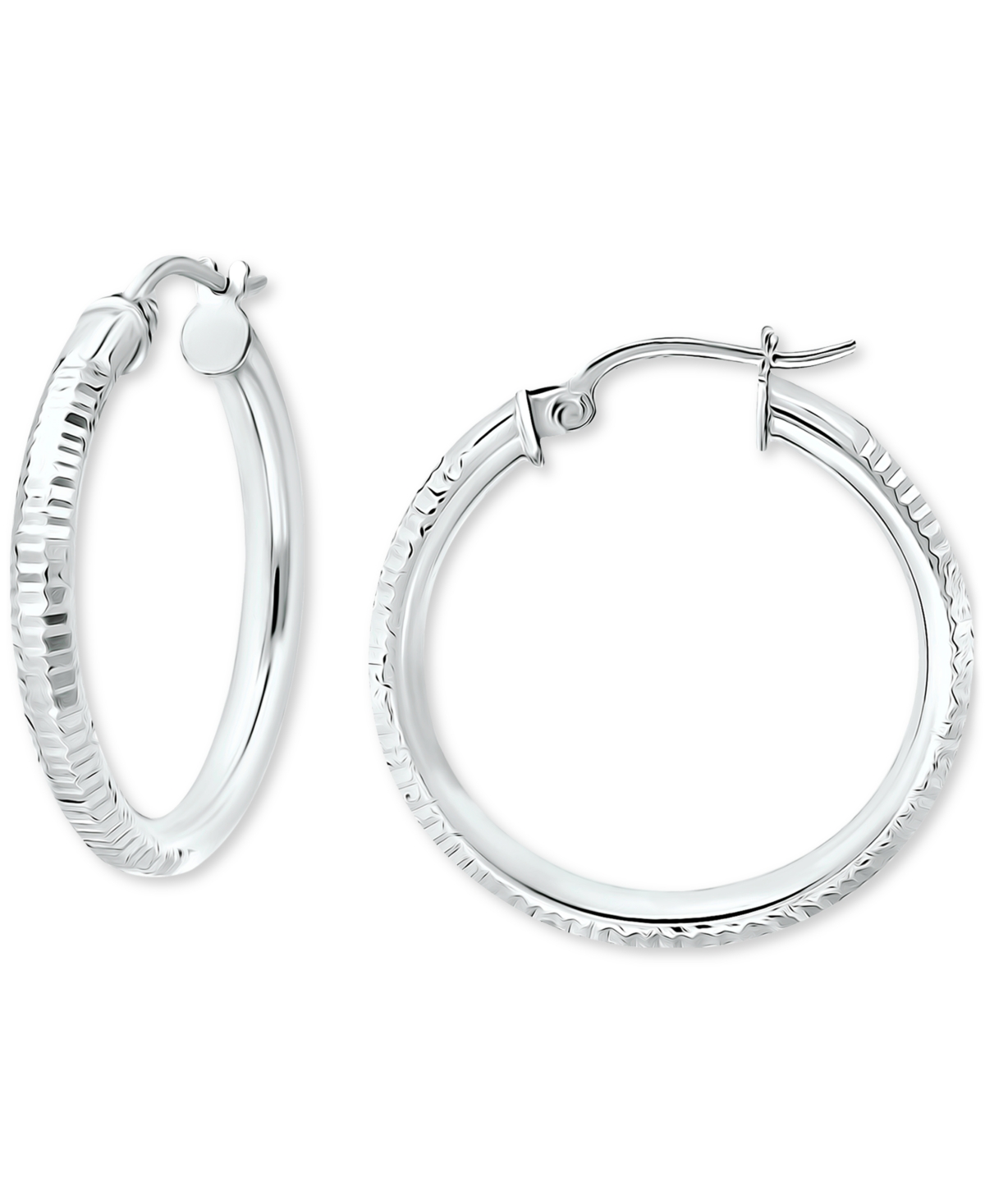 Giani Bernini Ribbed Texture Small Hoop Earrings in Sterling Silver, 1", Created for Macy's