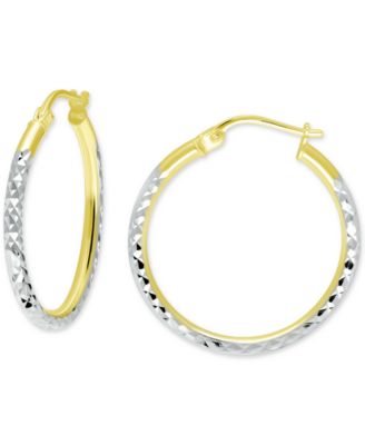 Giani Bernini - Textured Two-Tone Small Hoop Earrings in Sterling Silver & 18k Gold-Plate, 1"