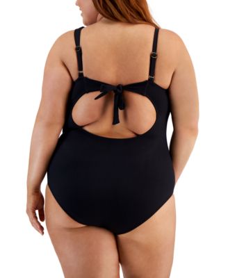 Becca ETC Trendy Plus Size Fine Line One-Piece Swimsuit