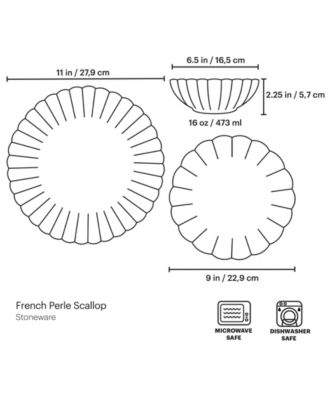 French Perle Scallop 12 Pc. Dinnerware Set, Service for 4