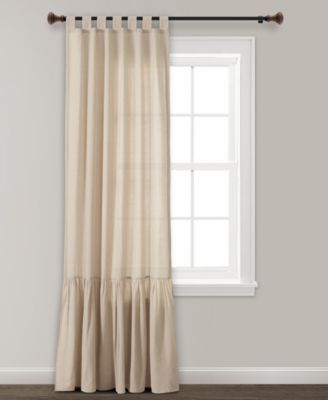 Lush Decor Farmhouse Faux Linen Tab Top Window Curtain Panel Single