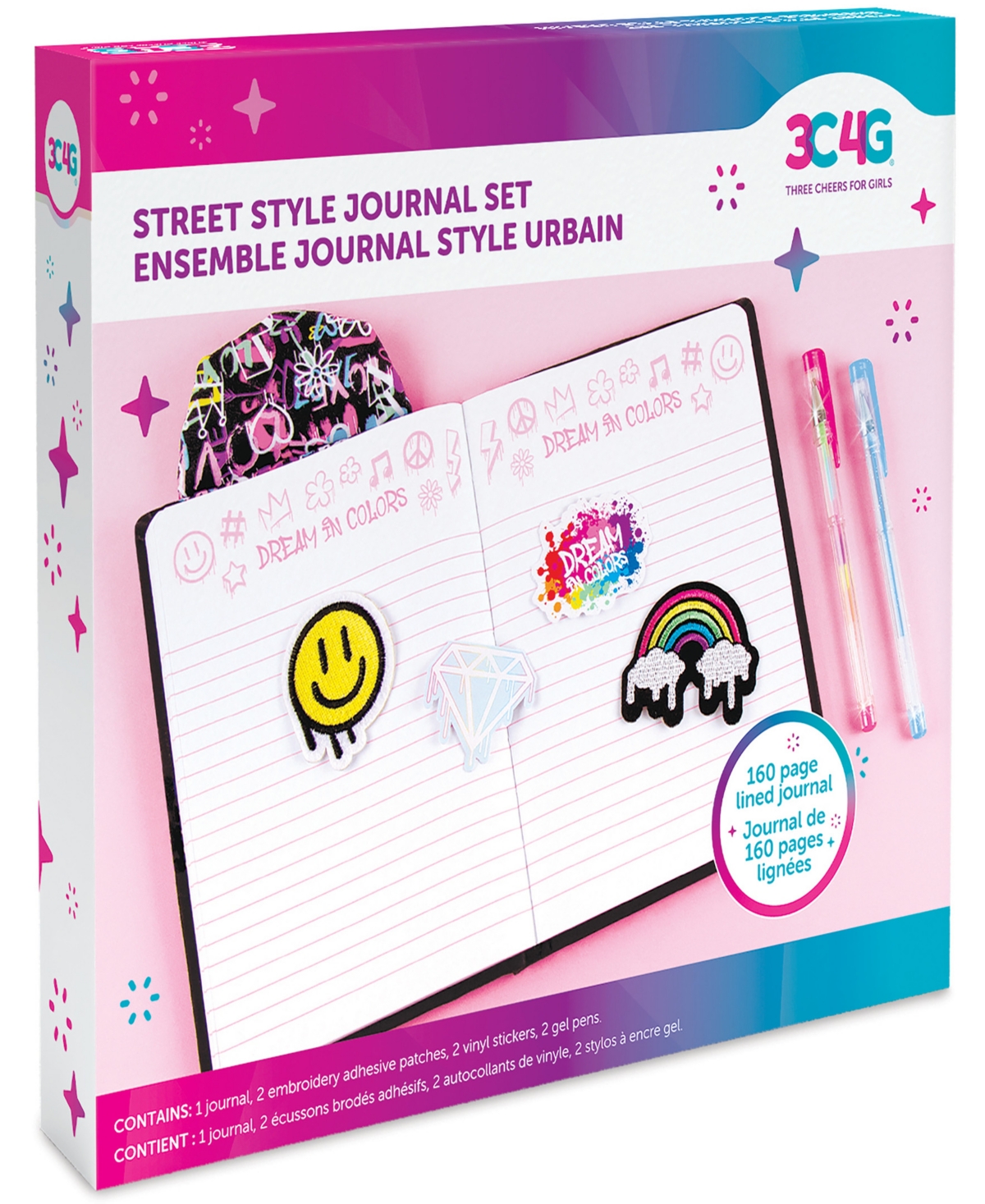 Three Cheers For Girls 3c4g Street Style Journal 7 Piece Set, Make It Real, Teens Tweens Girls, 160 Page Lined Journal, Hoo In Multi
