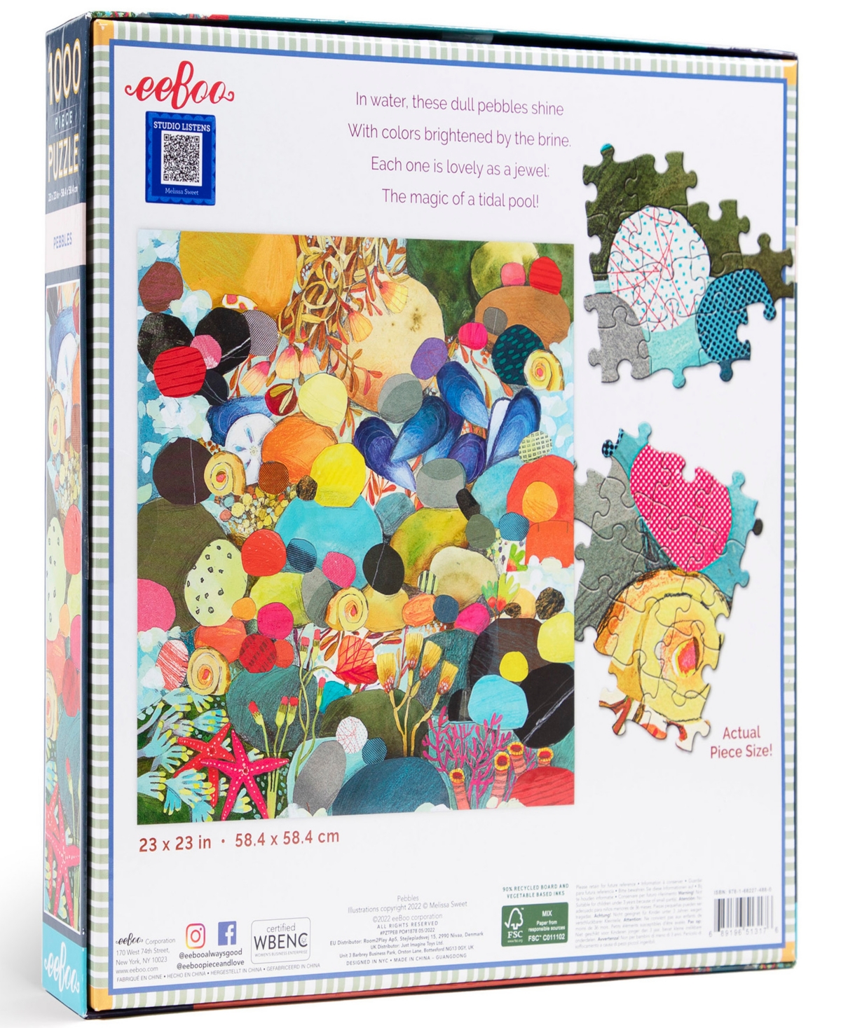 Shop Eeboo Piece And Love Pebbles 1000 Piece Square Adult Jigsaw Puzzle Set, Ages 14 Years And Up In Multi