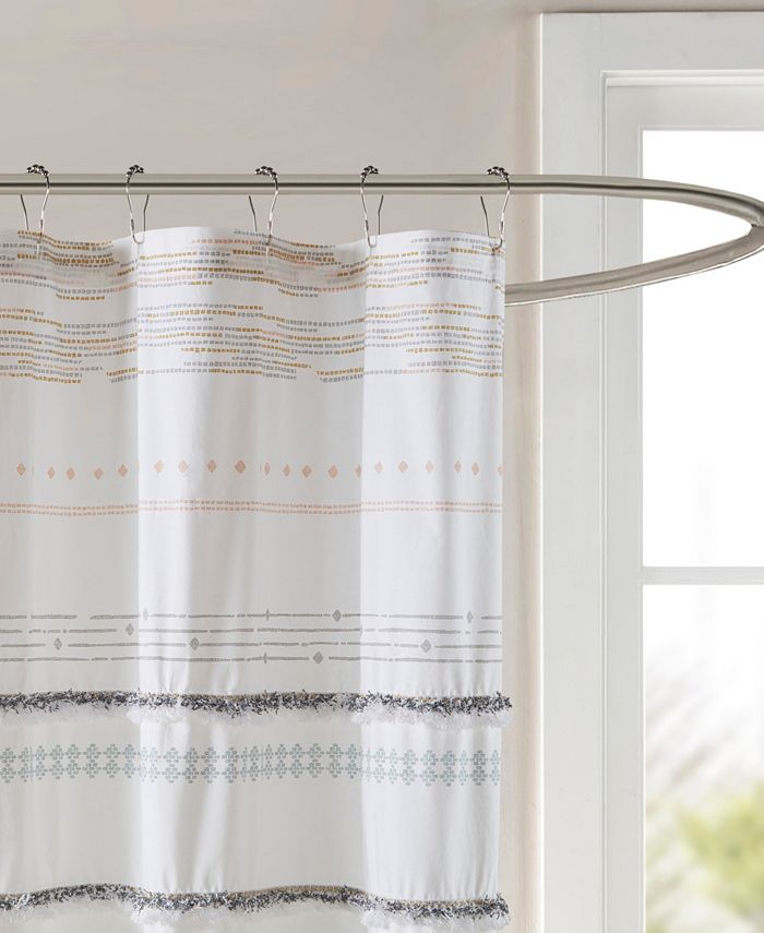 INK+IVY Nea 72" x 72" Cotton Printed Shower Curtain with Trims Macy's