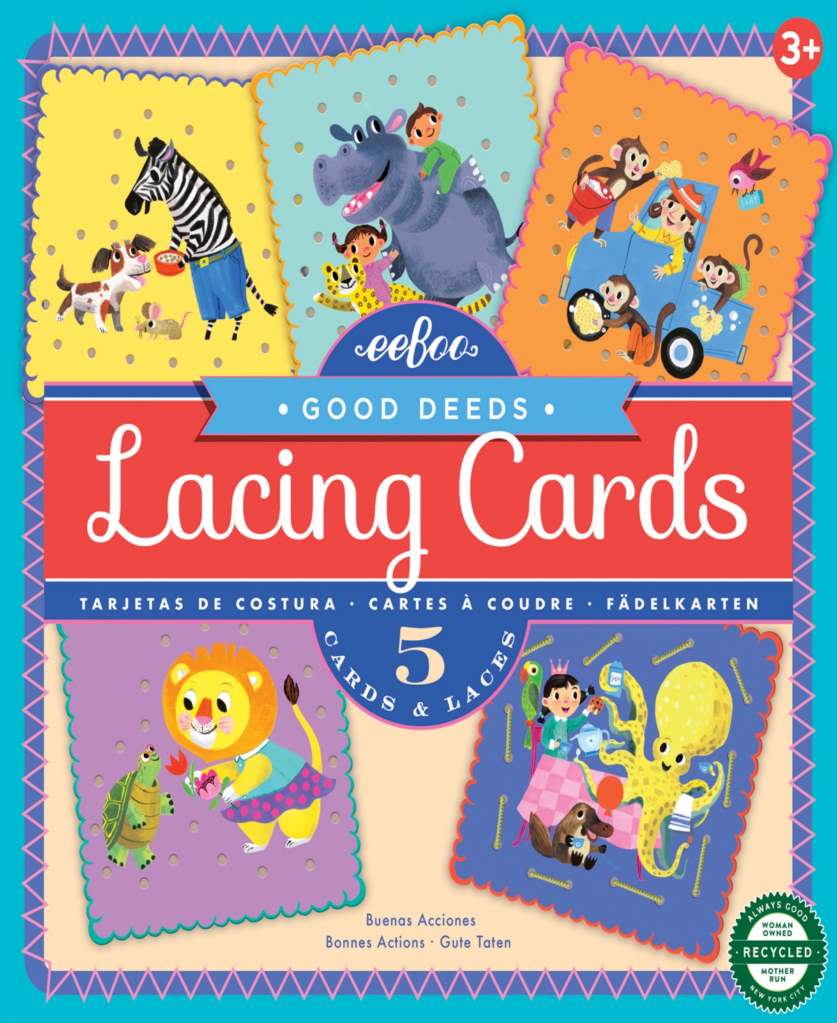 Shop Eeboo Good Deeds Lacing Cards, Set Of 5 Cards, Ages 5 Years And Up In Multi