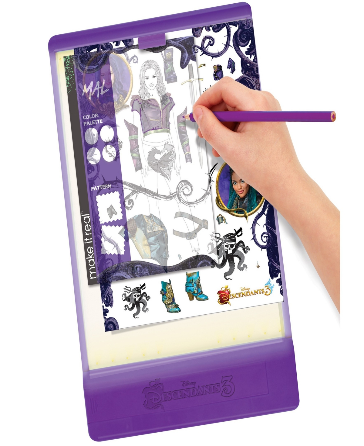 Shop Disney Descendants 3 Fashion Design Tracing Light Table 9 Piece Set, Make It Real, Sketchbook, Stickers, Stickers Traci In Multi
