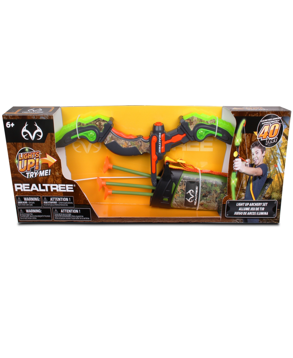 Realtree Kids' Nkok Light Up Archery Set 24.5" Green With Quiver, 25020, Arrows Can Shoot Up To 40', 3 Arrows Targe In Multi