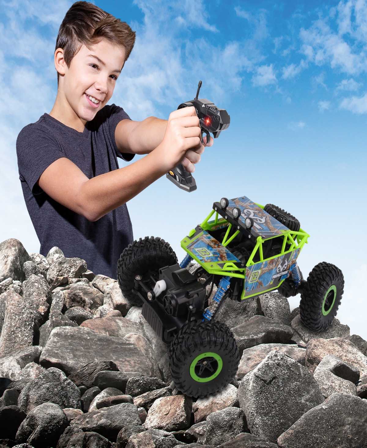 REALTREE NKOK 1:16 SCALE RC ROCK CRAWLER EDGE CAMO GREEN 2.4 GHZ RADIO CONTROL 81611, COMPETITION SERIES, REA 