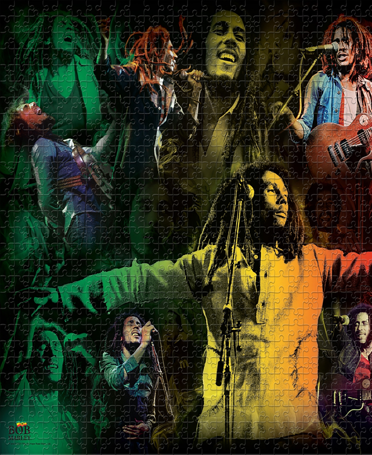 Bob Marley 1000 Piece Collage Jigsaw Puzzle, 19" X 26" In Multi