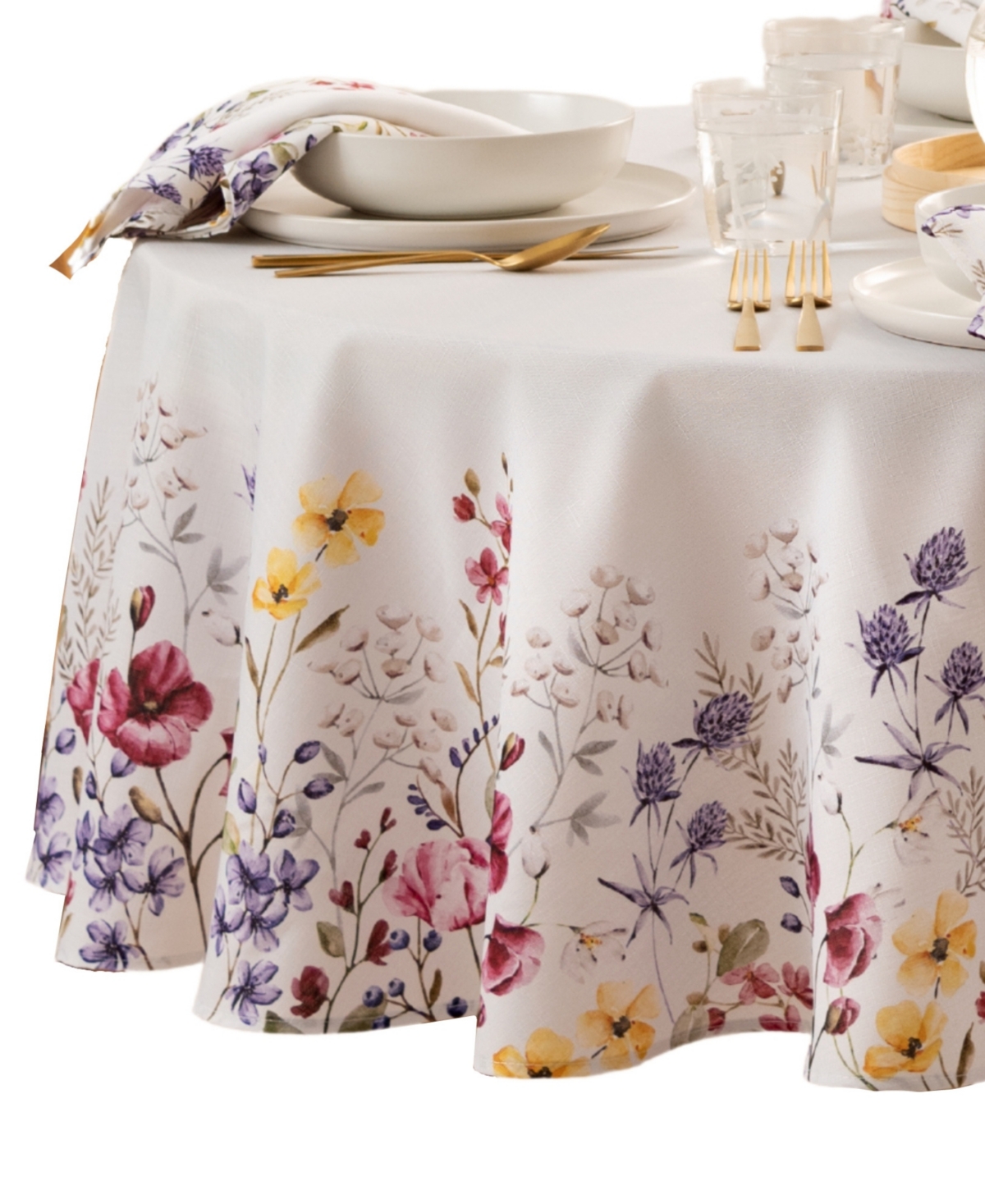 Poppy Wildflower Border Round Tablecloth 70" Round