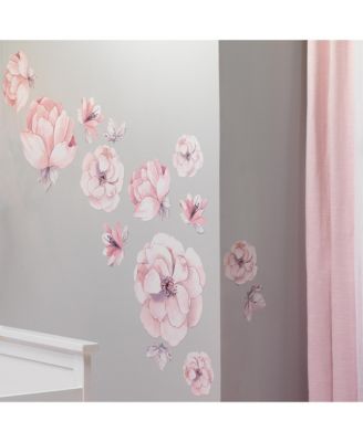 49.5 x 0.01 x 17.5 inches Signature Botanical Baby Pink/Gray Watercolor Floral Wall Decals