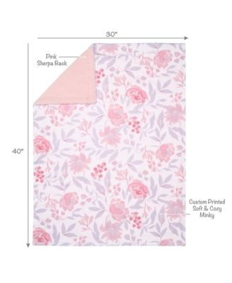 Lavender Floral Pink/Purple Soft Fleece Baby Blanket