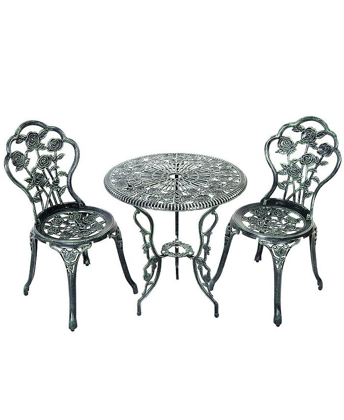 Costway Patio Furniture Cast Aluminum Rose Design Bistro Set Macy's