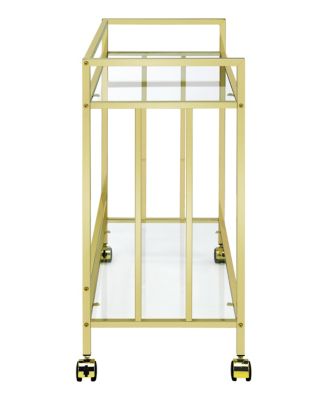 Cara 34.5" 2-Tier Rectangular Glass Serving Cart