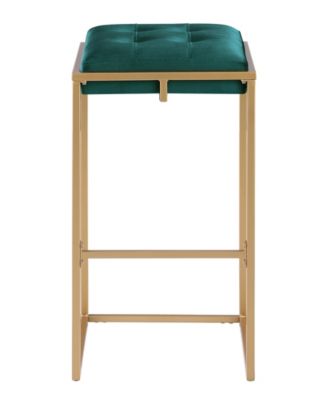 Nadia 2-Piece Square Metal Padded Seat Bar Stool Set