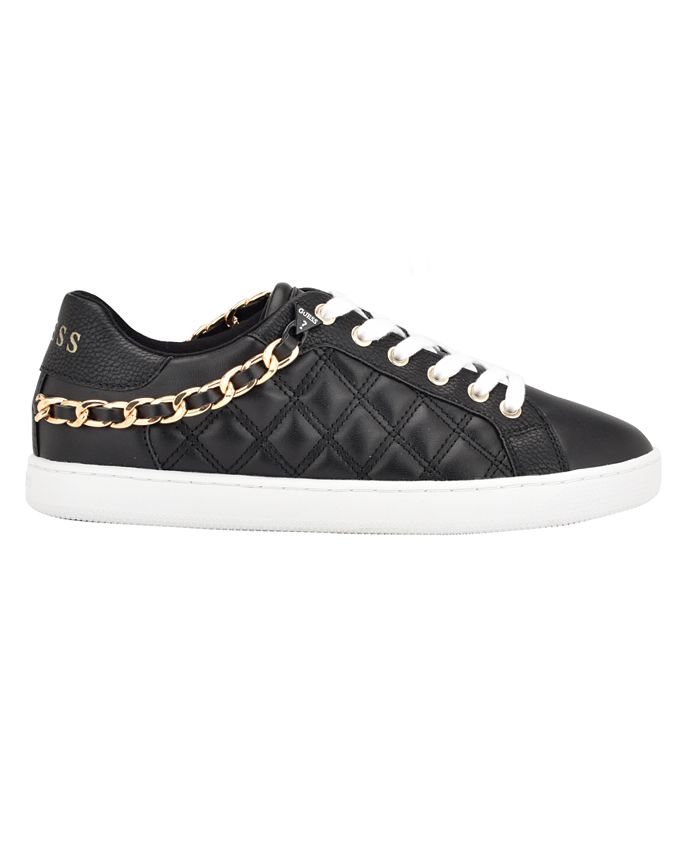 GUESS Women's Reney Stylish Quilted Sneakers with Chain Ornament - Macy's