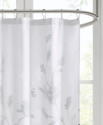 Magnolia Floral Printed Burnout Shower Curtain, 72" x 72"