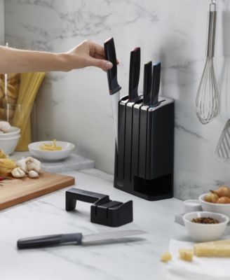 Elevate Knives Slim Block 5-Piece Knife Set with Ceramic Sharpener