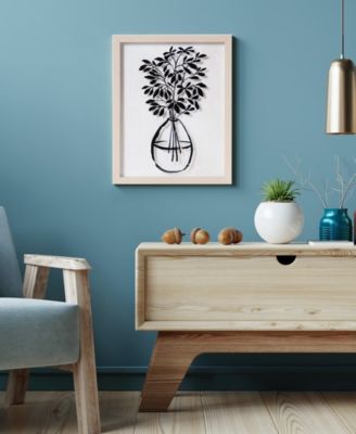 Branch Leaves in a Vase Printed Glass Wall Art, 12" x 15"