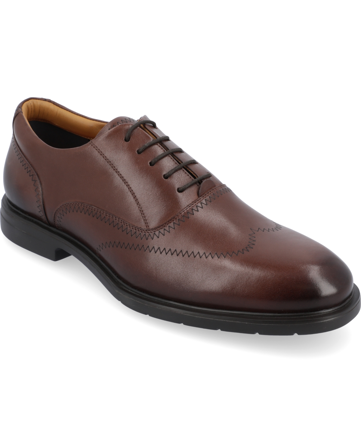 Shop Thomas & Vine Men's Hughes Wide Width Wingtip Oxford Shoes In Brown