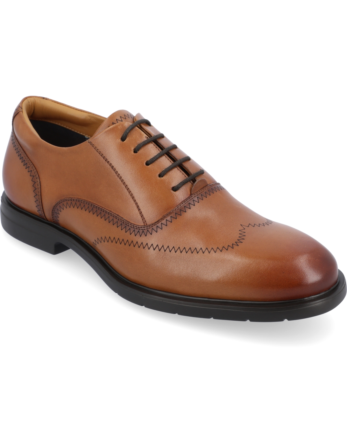 Shop Thomas & Vine Men's Hughes Wide Width Wingtip Oxford Shoes In Cognac