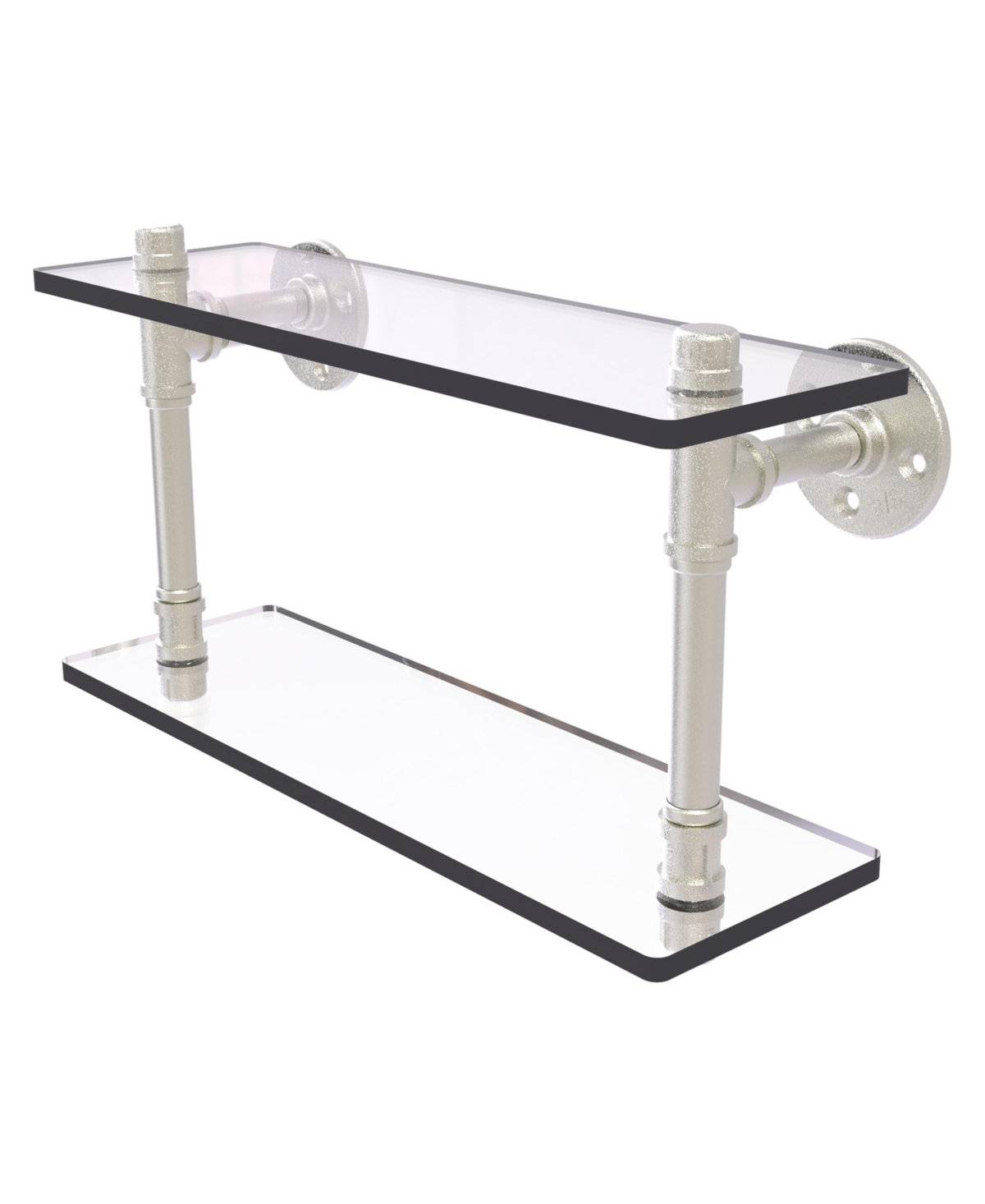 ALLIED BRASS PIPELINE COLLECTION 16 INCH DOUBLE GLASS SHELF
