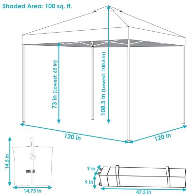 Premium Pop-Up Canopy with Rolling Carry Bag and Sandbags - 12' x 12' - Red