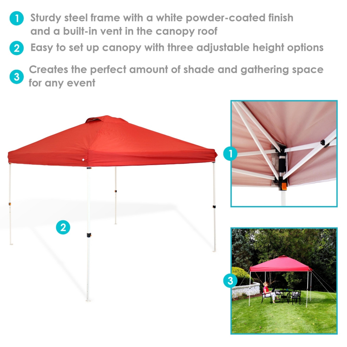 Sunnydaze Decor Premium Pop-Up Canopy with Sandbags - x -- Red