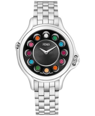 Fendi Timepieces Women s Swiss Crazy Carats Diamond Accent and Multi Stone Accent Stainless Steel Bracelet Watch 38mm F107031000T05 Macy s